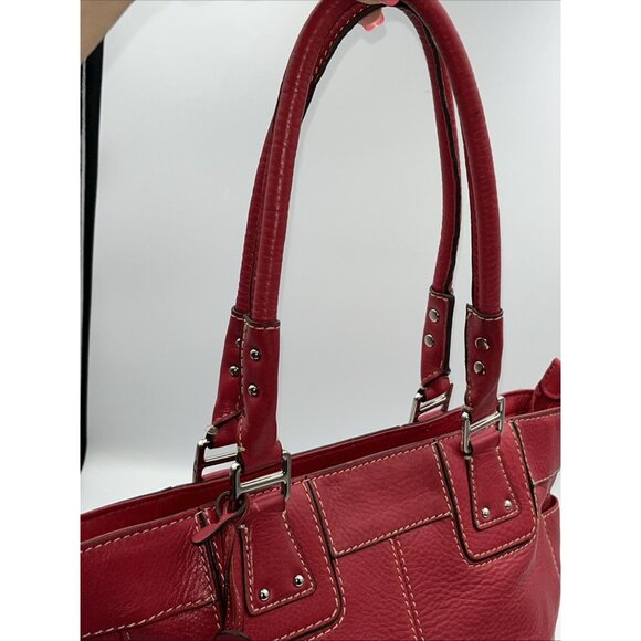 Vintage Fossil Red Leather Shoulder Handbag Purse Zip Closure Pockets EUC - Picture 5 of 8